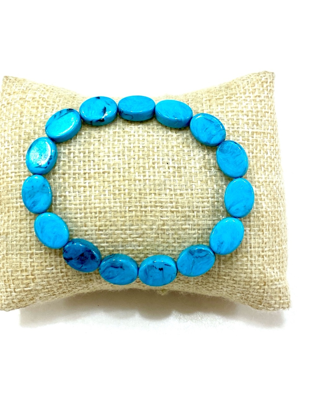 Turquoise Oval Bead Stretch Bracelet